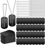 Yinkin 200 Pcs Military Dog Tags Set Including 100 Pcs Aluminum Blank Dog Tags 100 Pcs Ball Steel Chain Rectangle Blank Tag Metal Stamping Tags for DIY Decorative Craft Laser Engraving(Black)