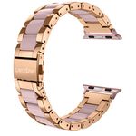 Wearlizer Resin Link Band Compatible Apple Watch Band 44/45/46/49/42mm, Stainless Steel + Resin Metal iWatch Bands Strap Bracelet for Apple Watch SE Ultra Series 10 9 8 7 6 5 4 3 2 1, Rose Gold