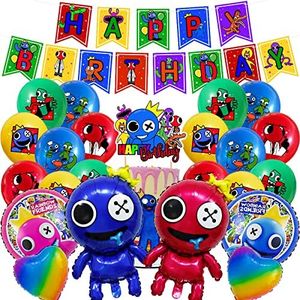 Pack of 24 Rainbow Friends Birthday Decoration Set, Balloons Rainbow Friends, Birthday Banner Rainbow Friends, Rainbow Friends Cake Decoration Birthday Cake Topper, Boy Girl Birthday Party Decoration