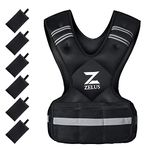 ZELUS Weighted Vest for Men and Women | Adjustable Body Weight Vest Exercise Set for Home Workouts | 20-32 lb Vest with 6 Ironsand Weights for Cardio and Strength Training Walking Jogging More, Black