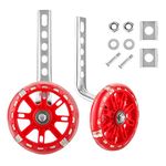 BALLSHOP Kids Cycling Training Wheels Bike Stabilisers Support Wheel Adjustable Mute Flash Wheels for 12 14 16 18 20 inch Kids Bike (1 Pair Red)