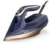 Philips Azur 8000 Series Steam Iron - 85 g/min of Continuous Steam, 260g Turbo Steam Boost, 3000 W, OptimalTEMP Technology, SteamGlide Elite Soleplate, Dark Blue (DST8050/26)