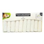 linenaffairs Muslin Baby Washcloths for Newborn - 12x12 Inches Ultra-Soft & Gentle Face Towels - Reusable, Washable Baby Wipes for Sensitive Skin - Unisex - Pack of 10 (White Plain)