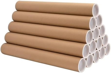DERZIFUN 15PCS 2"x18" Kraft Shipping Tubes With Caps, Cardboard Poster Tubes for Shipping and Storage of Documents and Art