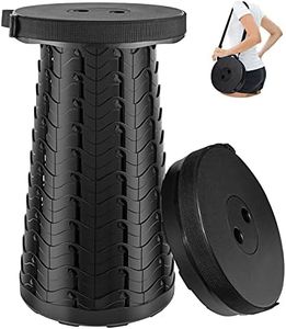 Guioiby Upgraded Collapsible Stool, Lightweight Portable Stool, Telescoping Folding Camping Stool With Load Capacity 400Lbs, Retractable Stool Folding Seats For Adults For (Black) - Plastic