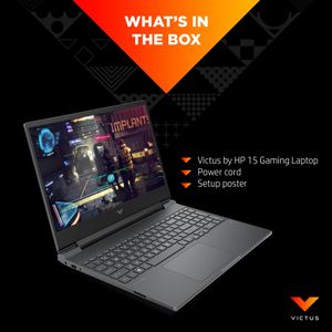 HP Victus 15.6" Gaming Laptop – Ryzen 7, RTX 3050, 8GB RAM, 512GB SSD, Silver