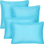 Burbell 4 Pcs Outdoor Lumbar Throw Pillows Set 18"x18" Square and 20"x14" Outdoor Lumbar Pillows Waterproof with Insert Throw Pillows Set for Patio Terrace Living Room Coach Sofa (Lake Blue,Solid)