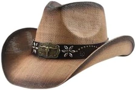 GORGLITTER Women's Cowboy Hat Western Cowgirl Hats Straw Classic Wide Brim Sun Hat for Men Dark Brown One Size