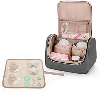 Luxja Wearable Breast Pump Bag (with a Waterproof Mat) Compatible with Momcozy, Willow and Elvie Breast Pump, Carrying Case for Wearable Breast Pump and Extra Parts (Patent Pending), Gray