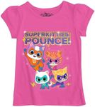 Disney Juniors Super Kitties Girls Short Sleeve T-Shirt-Ginny, Sparks, Bitsy, Buddy, Hot Pink(01), 5 Years