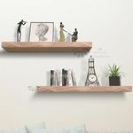 ANTICO WOODENIA Natural Finish Wood Floating Wall Shelf| Wall Mount| Wall Rack| Wall Bracket| Wall Cabinet| Floating Wall Shelves (XX-Large (24 inches), Set of 2, Natural Finish)