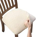 Fuloon Super Fit Stretch Spandex Lattice Jacquard Removable Washable Dining Chair Protector Cover Seat Slipcover for Hotel,Dining Room,Ceremony,Banquet Wedding Party (6, Beige)