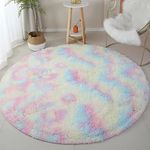 NK DECORATION Round Fluffy Rugs Cle