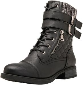 GLOBALWIN Women's Combat Boots Black Lace Up Ankle Booties 8.5M