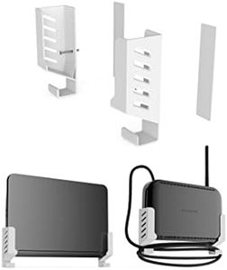 Universal Laptop Wall Mount Holder Cable Box Wall Mount Build-in Cable Management Hook Compatible with Laptops/WiFi Routers/Macbooks/TV Boxes/Network Switches/Modems/Audio Devices and More(White)