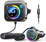 INICIO Bluetooth 5.3 FM Transmitter Aux Car Adapter 3 Ports 30W PD 18W QC3.0 Fast Charging Radio Bluetooth Receiver for Car Oversized Mic HD Calling Air Vent Installation & Bass Boost