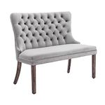 civama Velvet Dining Bench with Back, Tufted Upholstered Loveseat Settee, Nikki Collection Modern Banquette Couch, Comfy Accent Sofa Couch with Solid Wood Legs, Light Gray