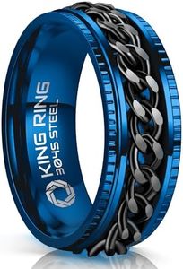 King Ring 8mm Super Spinner Ring – Premium Stainless Steel Fidget Ring for Men & Women K06 – Blue Black 9