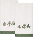 Avanti Linens Christmas Trees Collection 2 pc Fingertip Towel Set, White