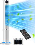 hifresh 110CM Bladeless Tower Fan for Home w/LED Touch Screen & Remote, 3 Modes & 3 Speeds, 7H Timer, 50W Low Power Consumption, 15 FT Air Delivery, Silent Operation, 65° Swing Control, Local Service