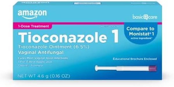 Amazon Basic Care Tioconazole Ointment 6.5 Percent, Vaginal Antifungal, 1-Dose Treatment, Vaginal Yeast Infection Treatment For Women, Feminine Care, 0.16 ounce (Pack of 1)