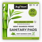 Argonium Biodegradable Bamboo Prime Sanitary Pad/Napkin | Pack of 20 | XXXL+ | 420 MM | Bamboo Core | Safe on Skin For Women | Toxic & Rash-Free | Extra Large| 60% Wider Back | Leakproof |Heavy Flow