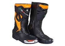 Mens Motorbike/Motorcycle Racing Leather Sport Shoes/Boots Orange/8