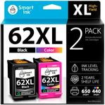 Smart Ink Remanufactured Ink Cartridge Replacement for HP 62XL 62 XL (Black & Color 2 Combo Pack) to use with Envy 5540 5542 5544 5545 5547 5548 5549 5640 5644 5660 5661 5663 5665 7640 7643 7644 7645