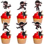 ZHUOWEISM 24 PCS Ninja Cupcake Toppers Assembled Martial Arts Karate Kung Fu Warriors Cupcake Picks Decorations for Ninja Theme Baby Shower Kids Birthday Party Supplies