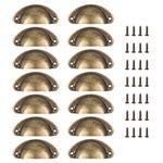 uxcell 14pcs Vintage Drawer Handle Metal Cup Drawer Pulls Knobs with Screws for Kitchen Cupboards Furniture Wardrobe, Bronze