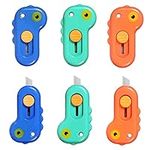 Mini Box Cutter 6 Piece, Retractable Utility Knife, Alloy Steel Blade, Lanyard Hole, Lightweight Letter Opener, Cute Animal Shaped Dinosaur