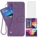 Asuwish Samsung Galaxy A50/A50S/A30S Wallet Case,Leather Phone Cases with Credit Card Holder Slot Stand Kickstand Shockproof Rugged Flip Folio Protective Cover for Glaxay A 50 S50 50A Men Girls Purple
