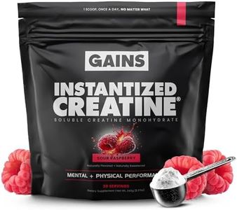 Gains in Bulk Instantized Creatine Monohydrate for Women and Men, Soluble Pre Workout Powder, Supports Muscle Building, Strength and Performance, Bodybuilding Supplements, Sour Raspberry, 30 Servings