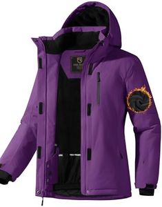 FREE SOLDIER Women's Waterproof Ski Snow Jacket Fleece Lined Warm Winter Rain Jacket with Hood Fully Taped Seams