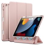 ESR Hybrid Case Compatible with iPad 9th Generation 2021, 8th Generation 2020, 7th Generation 2019, 10.2 inch, Pencil Holder, Magnetic Detachable Cover, Trifold Stand, Rebound Series, Frosted Pink