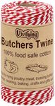 Vivifying Red and White Butchers Twine, 328 Feet 2mm Food Safe Cotton Cooking Twine, Ideal for Trussing Turkey, Roasting, Baking, Bacon, Pumpkin Bread, Festive Holiday Kitchen Use & Gift Wrapping