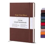 Beechmore Books Ruled Journal Notebook - XL A4 Brown 160 Lined Pages 8.5 x 11.5 | Personalized Leather Daily Journals for Writing - Thick 120gsm Cream Paper | Gifts for Men, Women