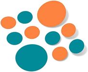 Set of 30 Circles Polka Dots Vinyl Wall Decals (Turquoise/Orange)