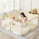 Ugozee Baby Playpen for Babies and Toddlers, 47x47inch Small Play Pen for Indoors, Toddler Playpen for Apartment, Play Yard, Baby Activity Play Fence, 120x120cm Twins Playard
