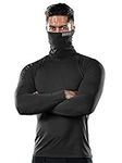 DRSKIN 2 or 1 Pack Men's MASK Turtleneck Compression Shirts Top Long Sleeve Sports Baselayer Running Athletic Workout, Turtleneck Sb01, Medium