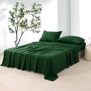 NATUREFIELD Bed Sheets Set Full Size (4pc), Rayon Derived from Bamboo, Cooling Sheets with Fitted Deep Pockets, Hotel Luxury Bedding Sheets & Pillowcases