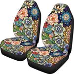 Biyejit Colorful Mandala Flowers Front Car Seat Protectors 2 Piece Set Soft Cover Car Seat Cover Cushion for Most Cars,SUV,Trucks