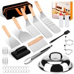 Bbcuepro 27 PCS Griddle Accessories Kit - Stainless Steel Metal Spatula Set for Outdoor Barbecue Camping Cooking, Blackstone and Camp Chef - Professional Grill BBQ Spatula Set