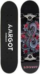 Amrgot Skateboards for Beginners,31 * 8 inches Complete Skateboards for Kids,Boys,Girls and Adults,7 Layer Maple Wood,Double Kick Deck Concave Standard and Tricks Skateboard (Dragon)