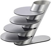 Cup Coasters, Newness Cup Coasters Set with Decorative Rack, Stainless Steel Tabletop Display Round Cup Coaster with Holder, Silver, Set of 4