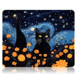 Auhoahsil Mouse Pad, 12 x 10 Inch Square Mousepad, 3mm Thick Rubber Mouse Mat with Pretty Design, Premium-Textured Non-Slip for Gaming Work Office Wireless Mouse Men Women, Blue Gothic Cat Van Gogh