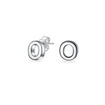 ABC Minimalist Capital Block Alphabet Letter Initial O Stud Earrings For Teen For Women .925 Sterling Silver