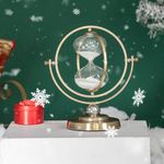 30 Minutes Hourglass,Metal Brass Sand Clock,Gift Hour Glass for Home,Desk,Office, Wedding Decoration. (Globe White)