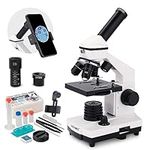 USCAMEL 40X-2000X Microscope for Adults Student Kids, Compound Biological Profesional Microscope with Microscope Slides Set and Phone Adapter for School Laboratory Home Education