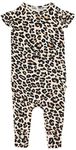 Posh Peanut Baby Girl Romper - Ruffle Cap Sleeve Baby Romper in Multiple Prints & Sizes - Soft, Breathable Baby Summer Clothes with Snaps for Easy Diaper Changes (18-24 Months) Lana Leopard Tan